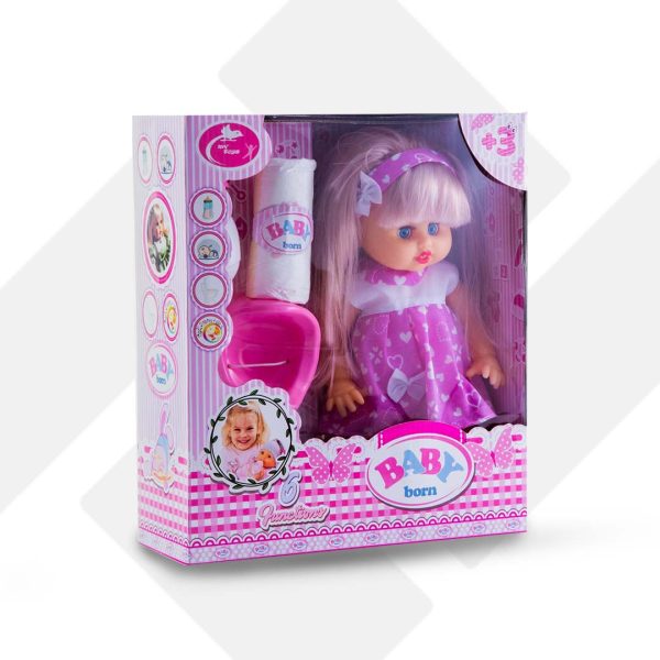 عروسک بیبی بورن گوشواره دار با لوازم 6 کاره 700 ام وی (16)
